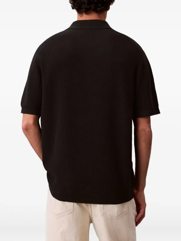 Calvin Klein waffle-knit logo-embroidered Polo Shirt | Black