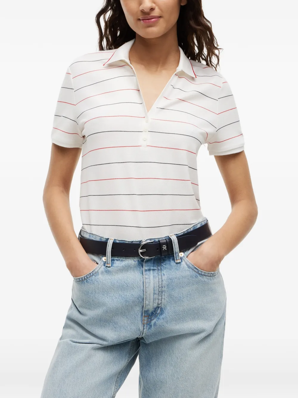 Tommy Hilfiger Gestreepte polotop Wit