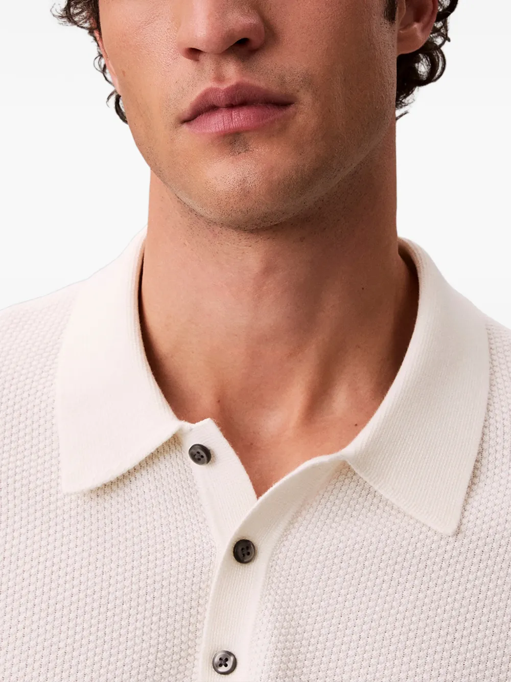 Calvin Klein Wafelgebreid poloshirt met korte mouwen Wit