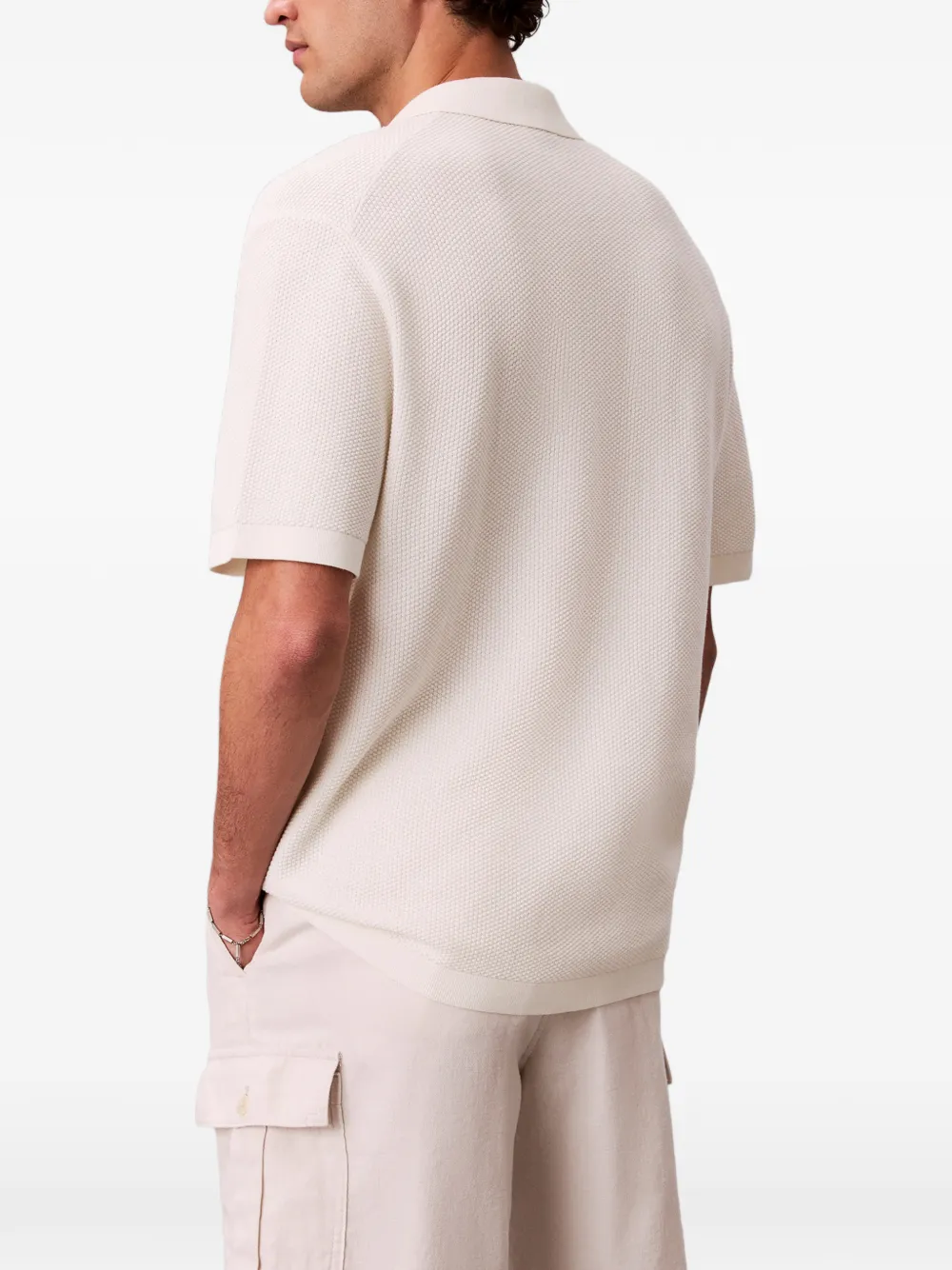 Calvin Klein Wafelgebreid poloshirt met korte mouwen Wit