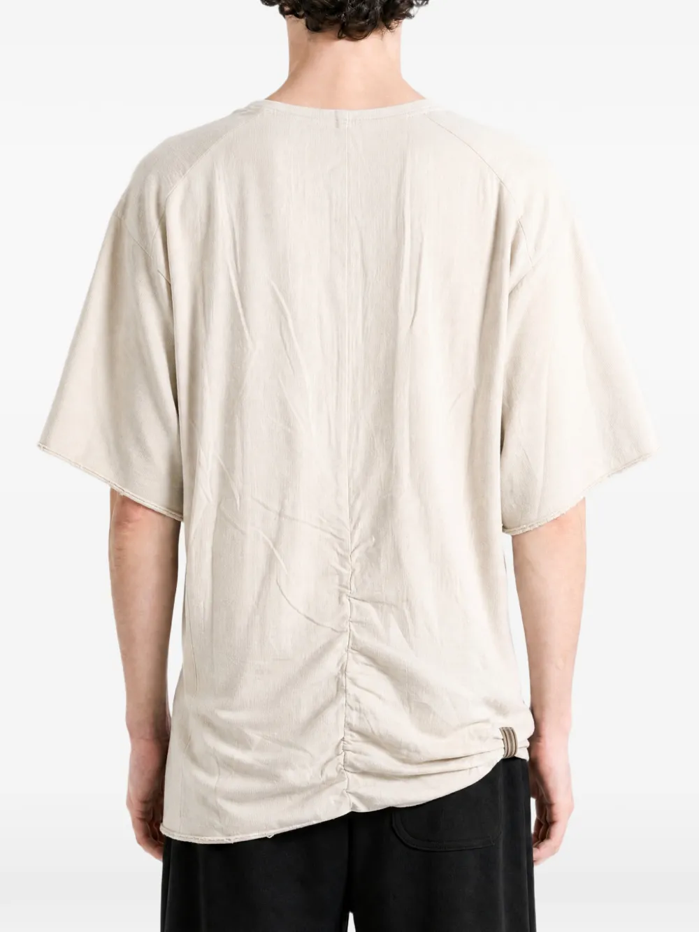 Ziggy Chen T-shirt met henly hals Beige