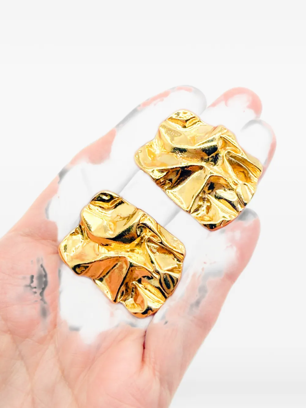 Jennifer Gibson Jewellery 1980s sculpted crinkle earrings - Oro