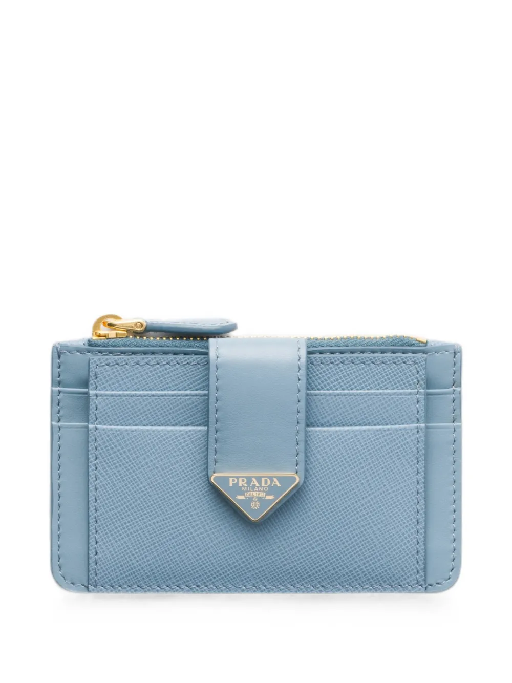 Prada Saffiano and smooth leather card holder - Blau