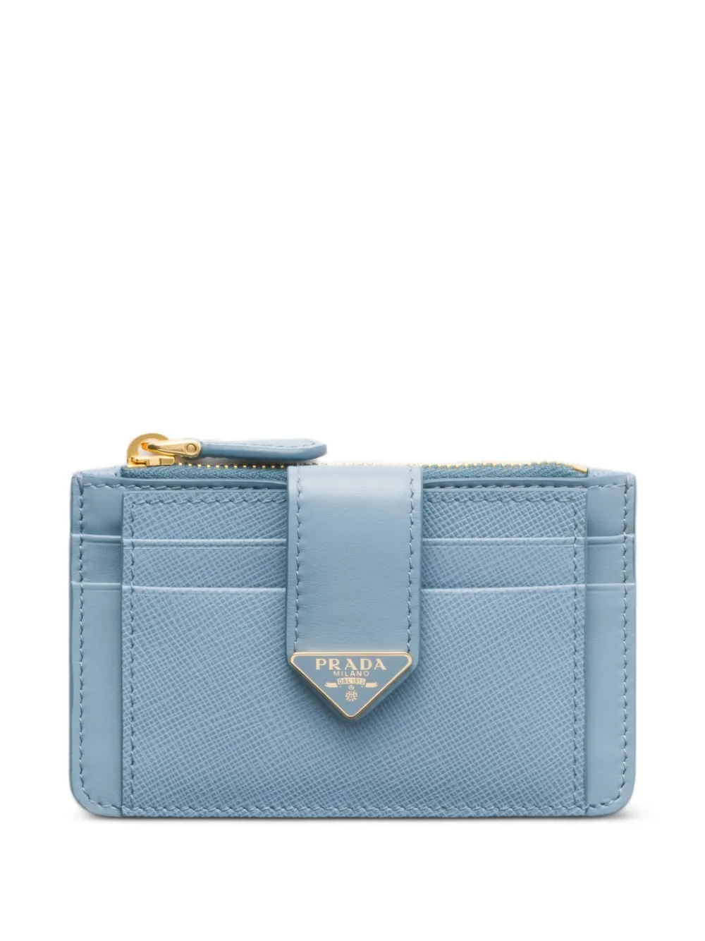 Prada Saffiano and smooth leather card holder - Blau