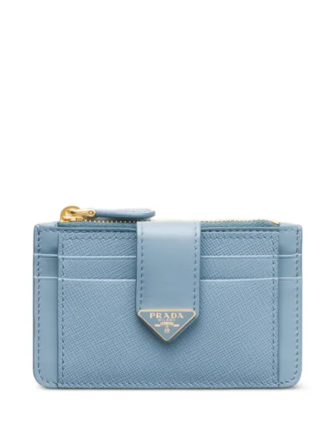 Prada porte-cartes en cuir Saffiano et cuir lisse