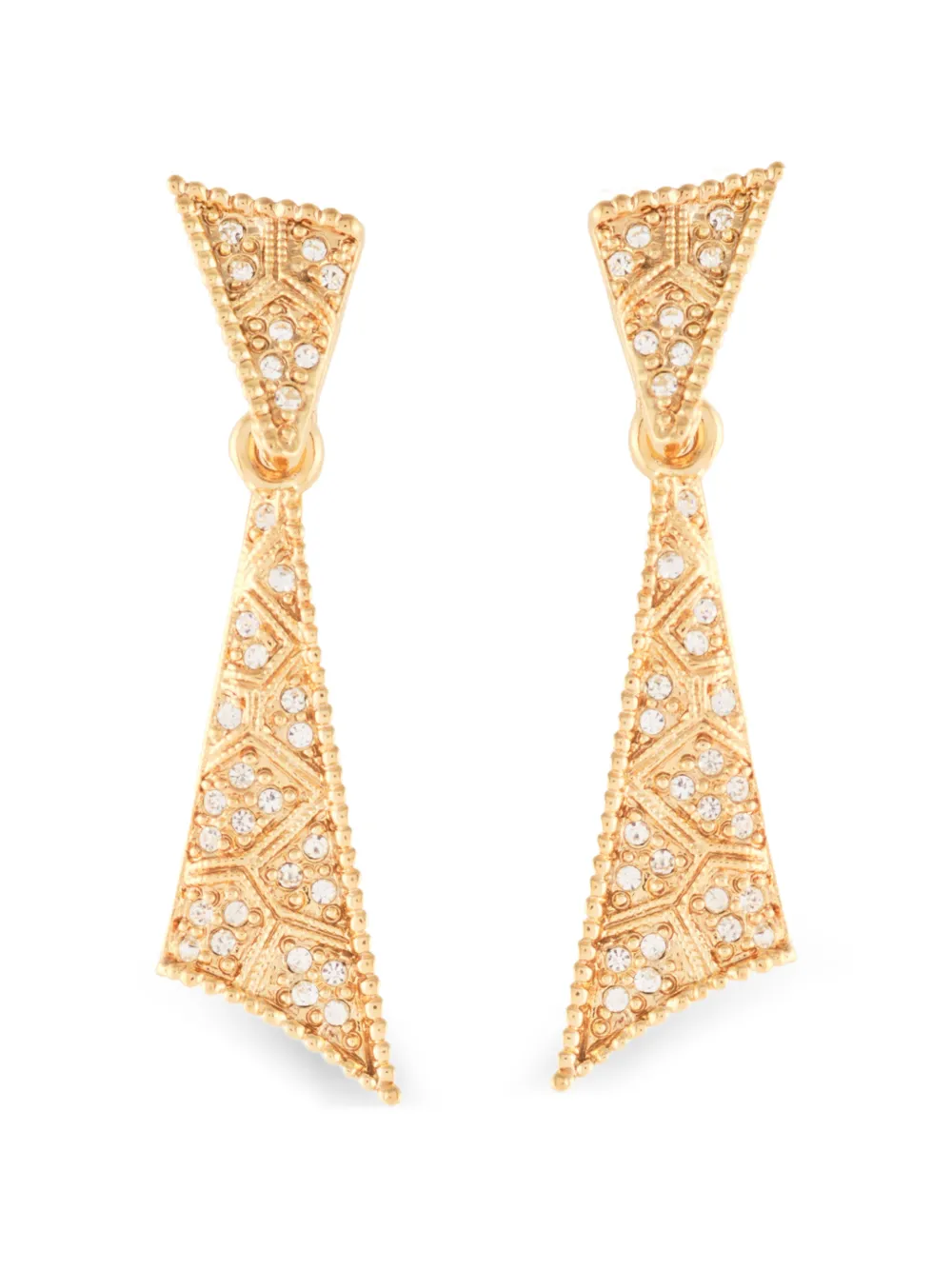 Susan Caplan Vintage 1980s crystal drop clip-on earrings - Oro