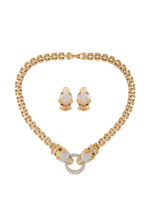 Susan Caplan Vintage 1980s panther motif necklace and clip-on earrings set