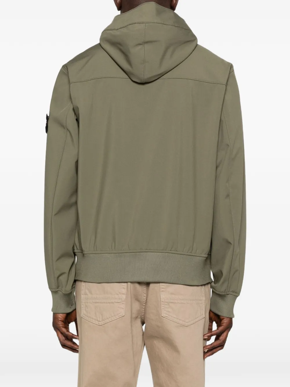 Stone Island Jack van gerecyled polyster met Light Soft Shell-Re.Dye technologie en capuchon Groen