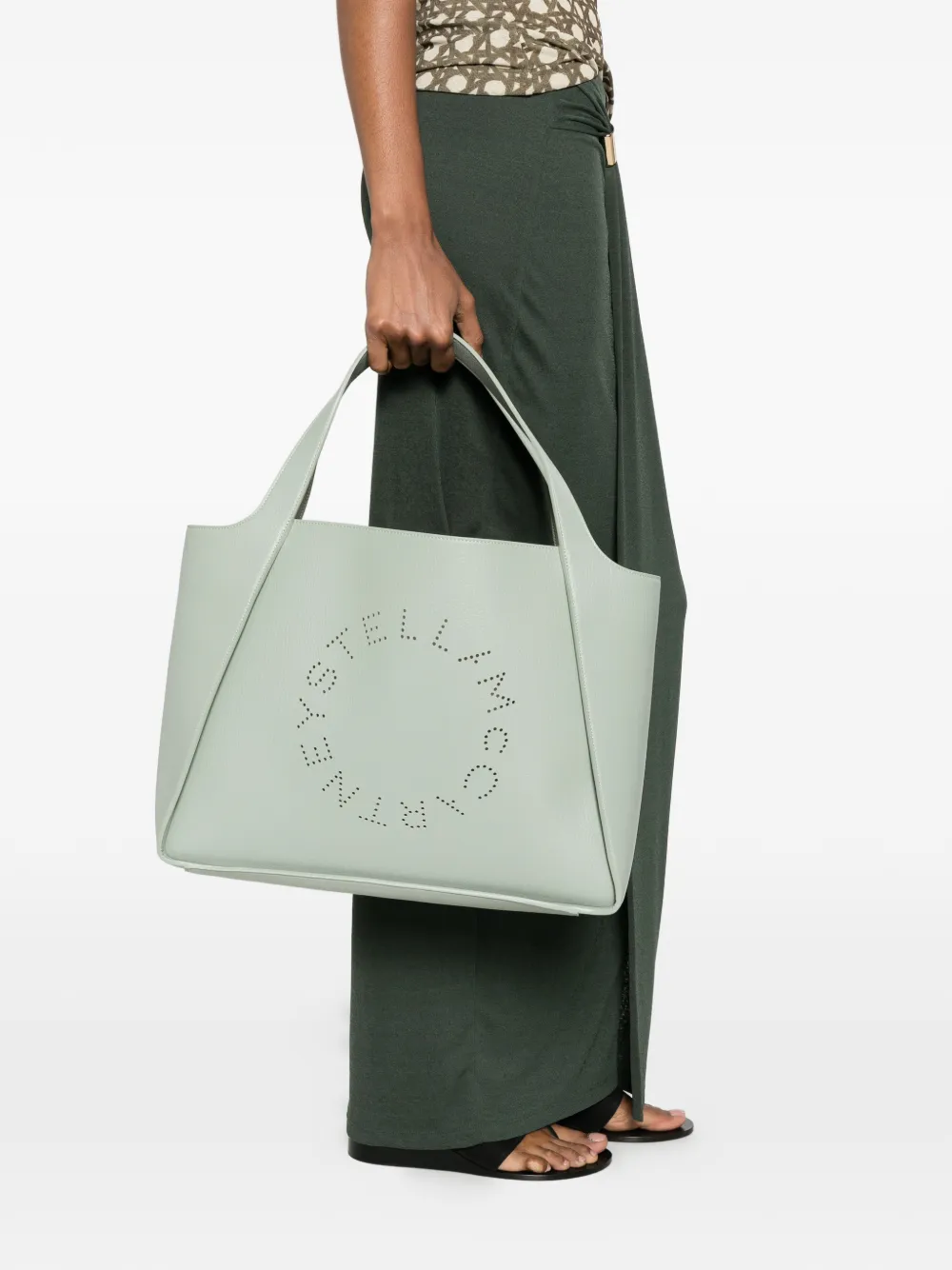 Stella McCartney Shopper met geperforeerd logo Groen