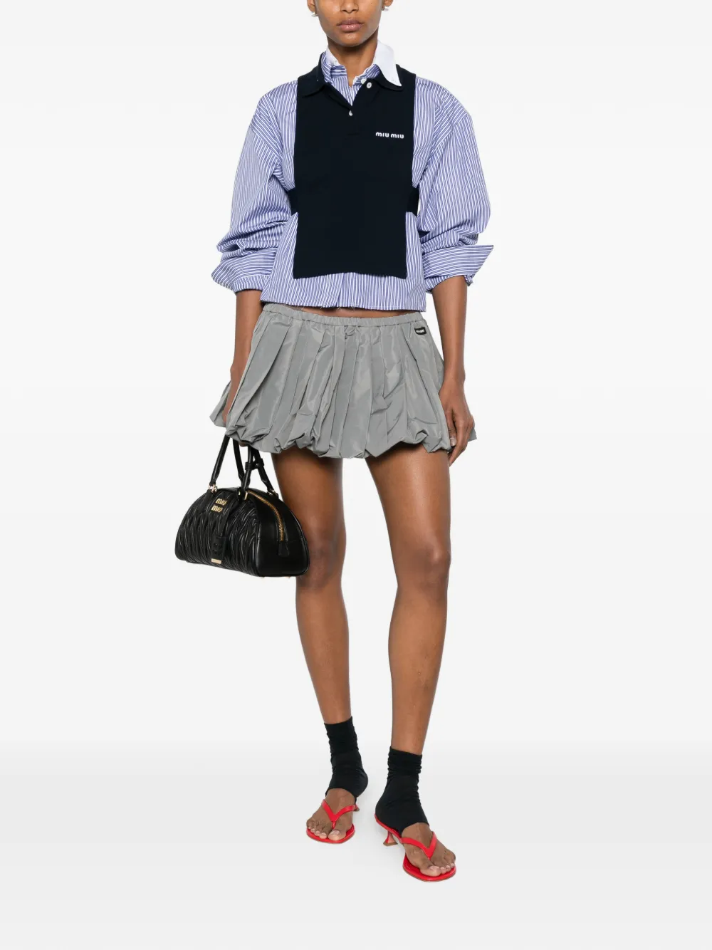 Miu Mini-plooirok Grijs