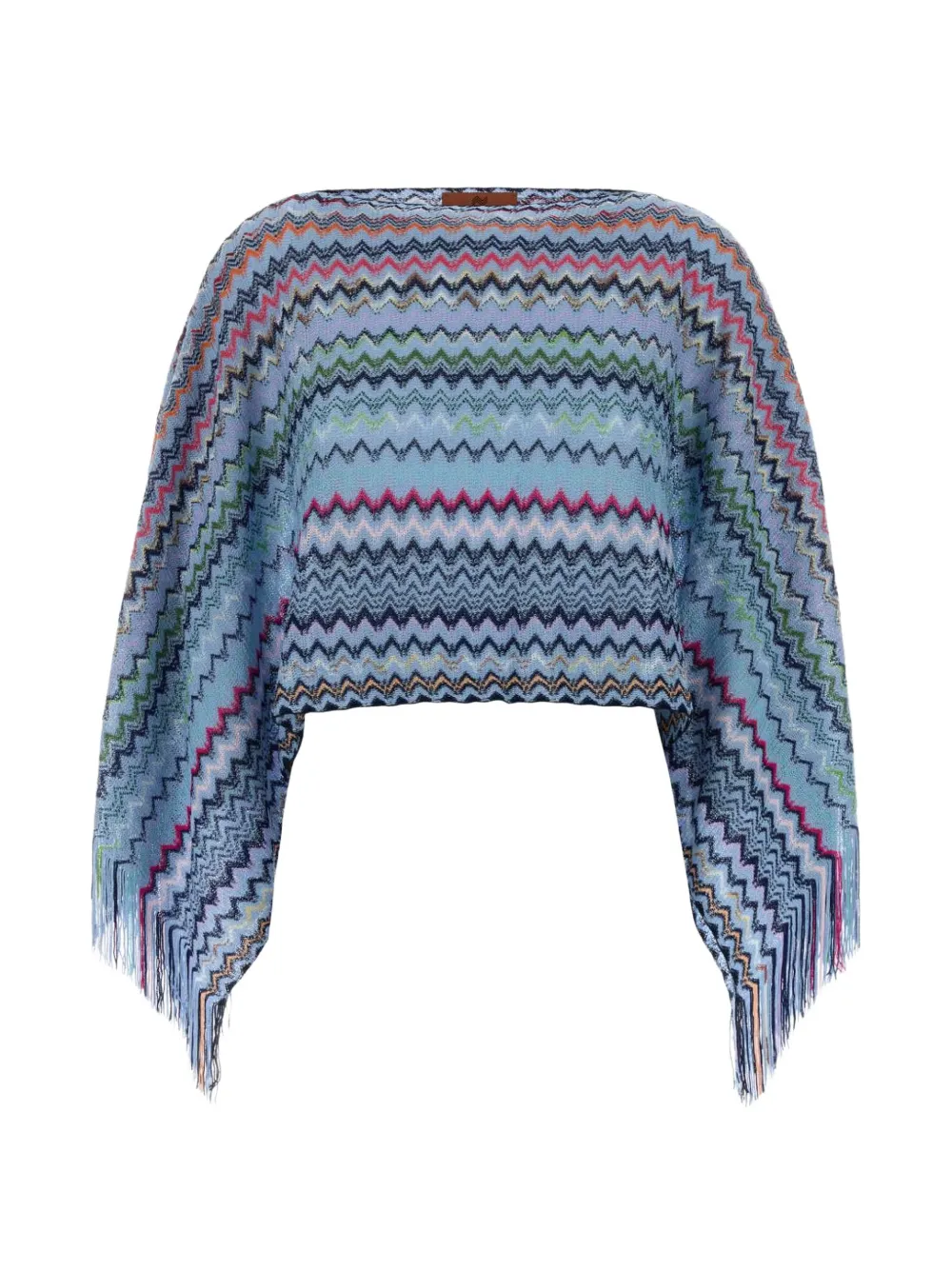 Missoni zigzag-pattern fringed cape - Blau
