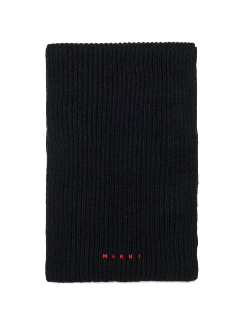 Marni Kids logo-embroidered ribbed scarf