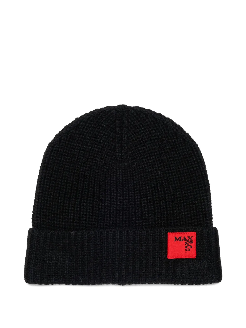 MAX&Co. Kids Gerippte Beanie mit Logo-Patch - Schwarz