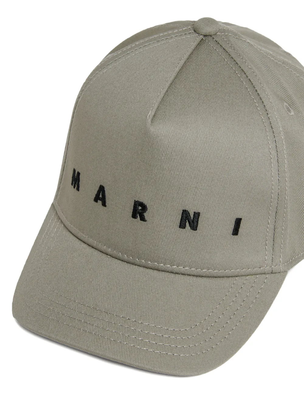 Marni Kids Gabardine honkbalpet met logo-print Groen