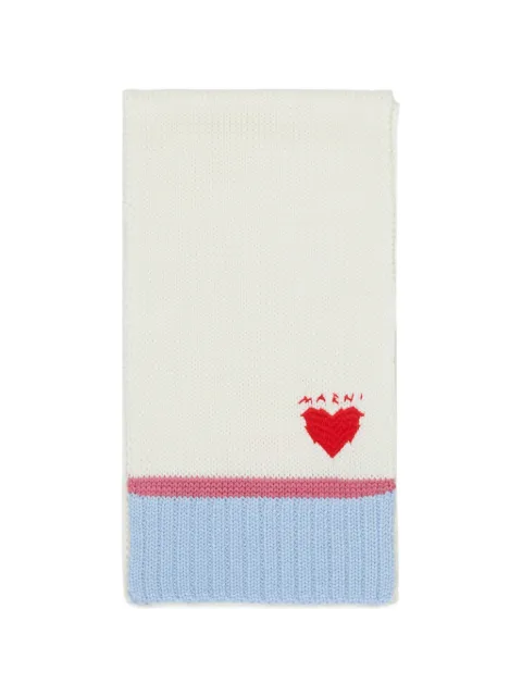 Marni Kids heart-intarsia ribbed-trim scarf