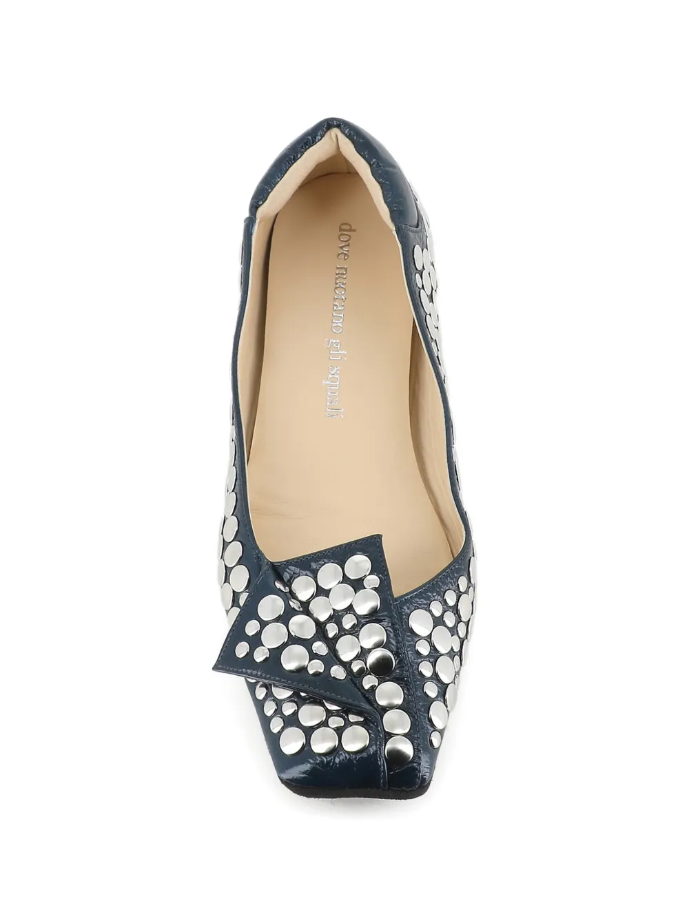 Dove Nuotano Gli Squali Leren ballerina's verfraaid met studs Blauw
