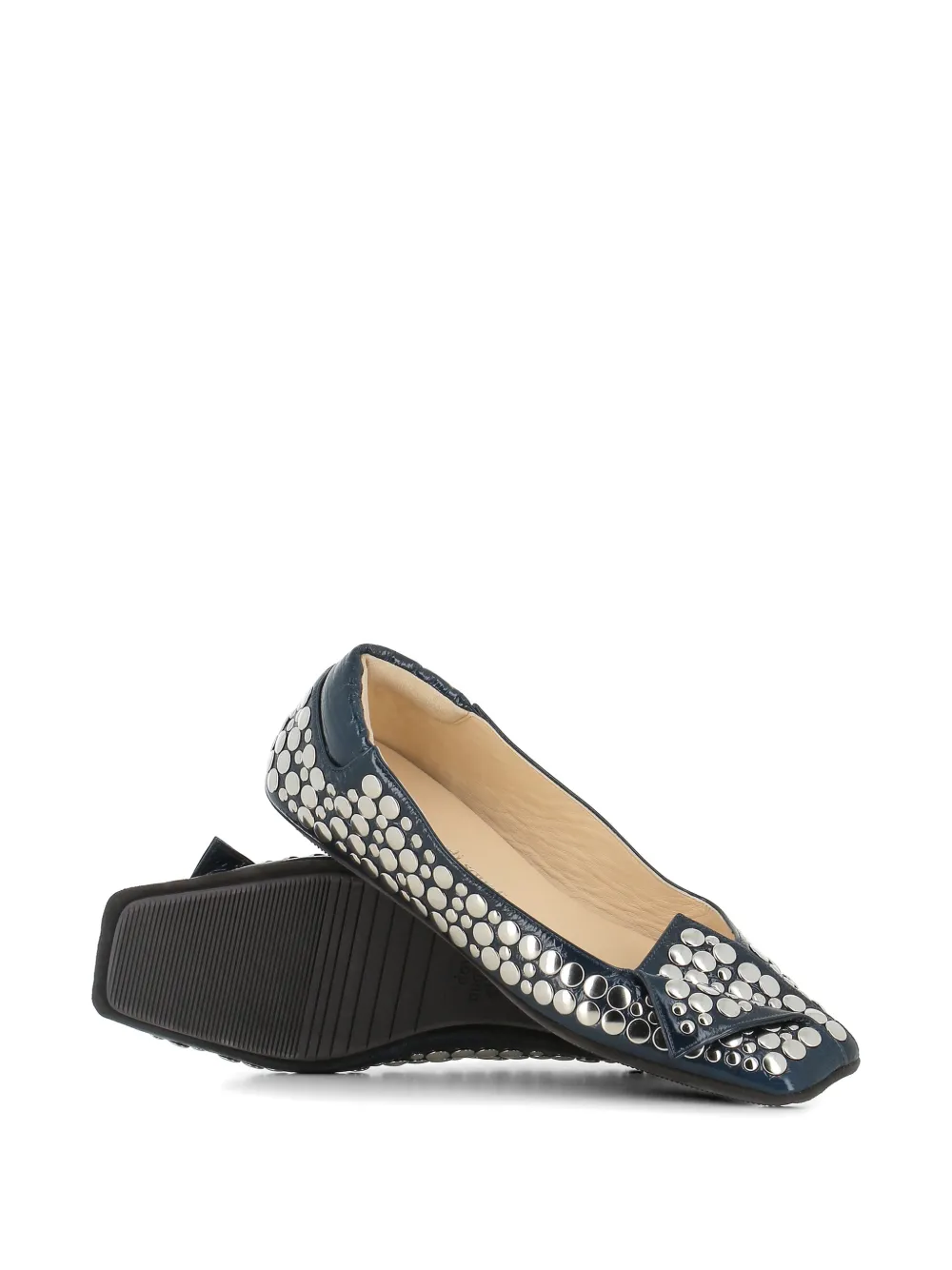 Dove Nuotano Gli Squali Leren ballerina's verfraaid met studs Blauw
