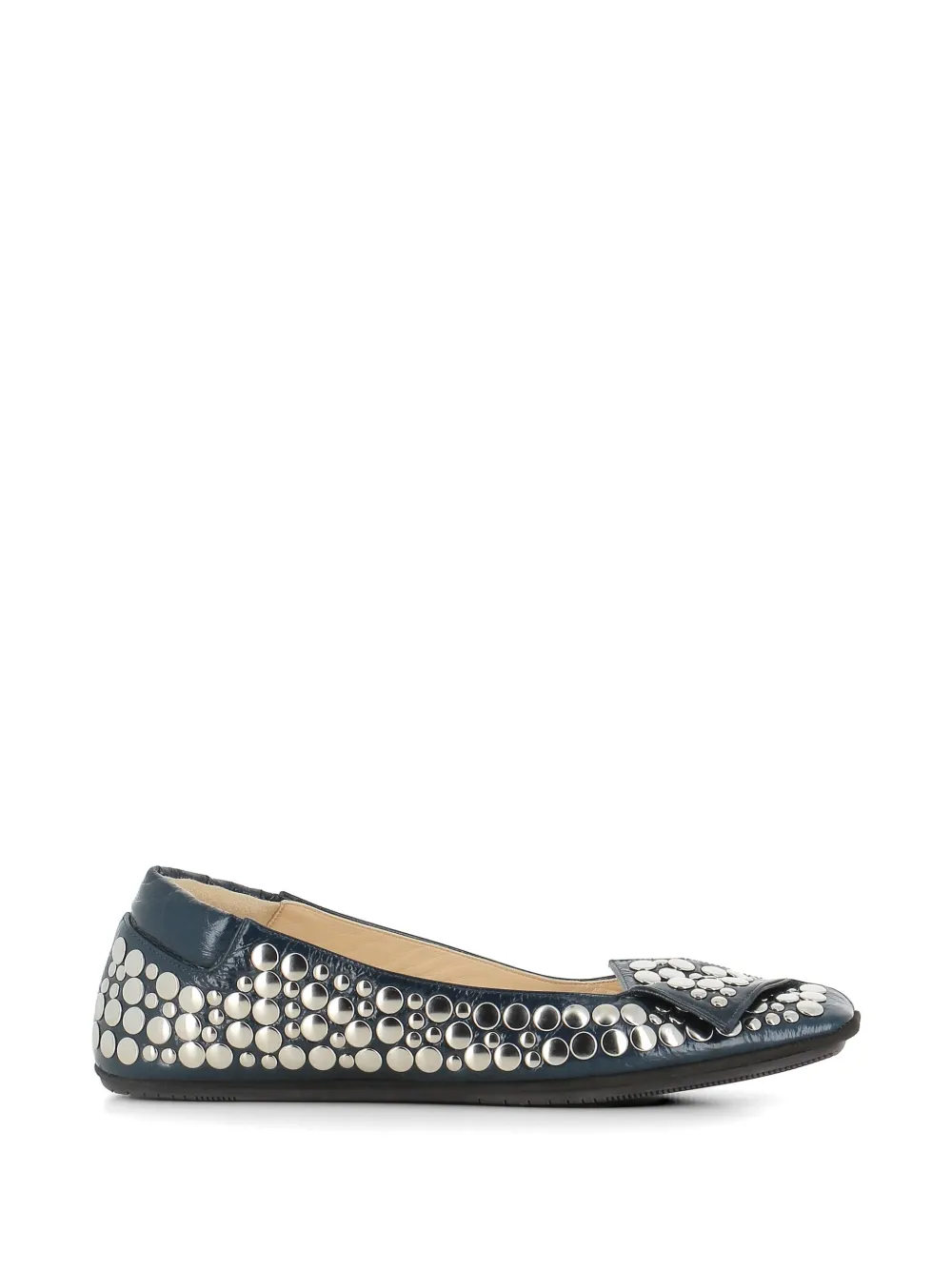 Dove Nuotano Gli Squali stud-embellished leather ballet flats - Blu