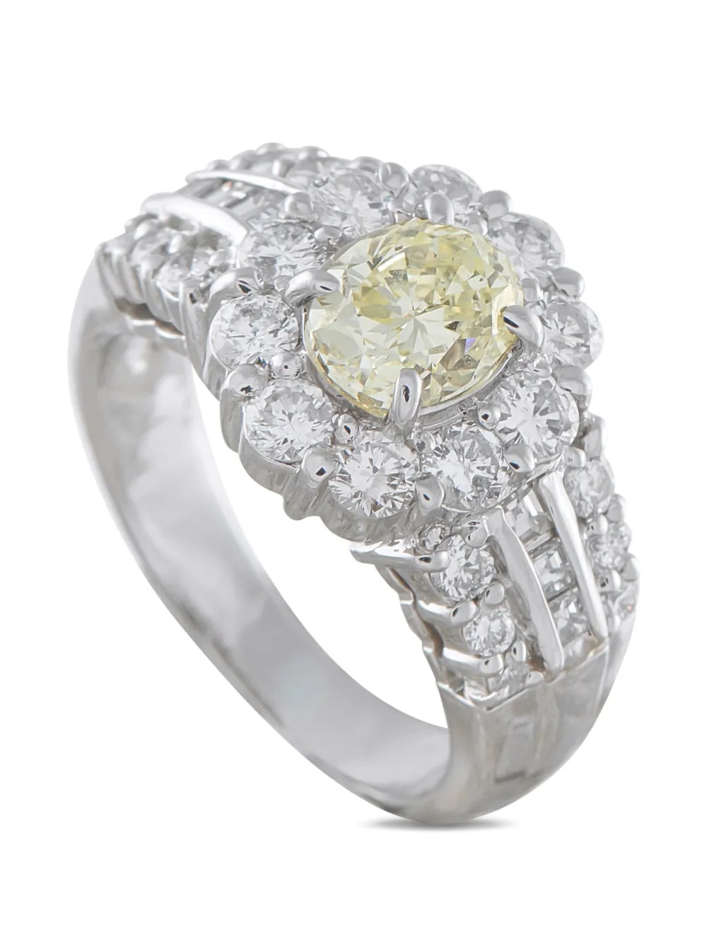 Pre-owned Lb Exclusive Diamond Halo Ring In Silver