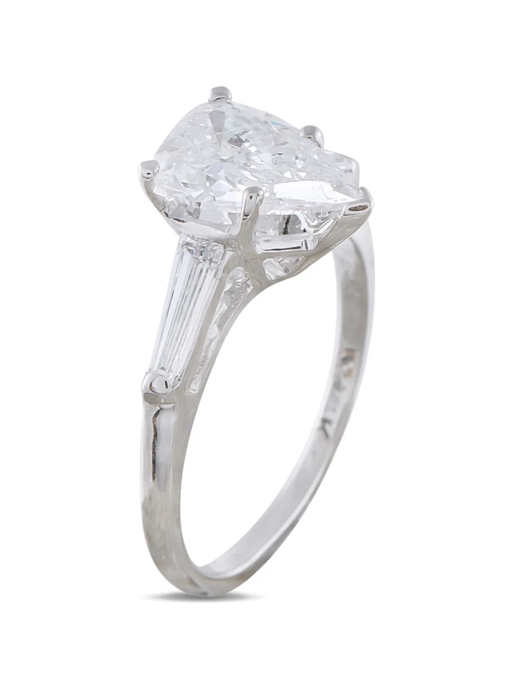 Pre-owned Lb Exclusive Diamond Pear-cut Ring In Silver