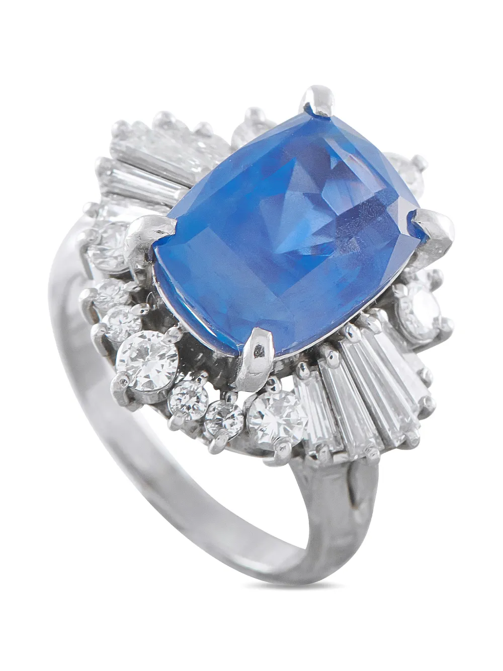 Pre-owned Lb Exclusive Sapphire And Diamond Ring In Silver