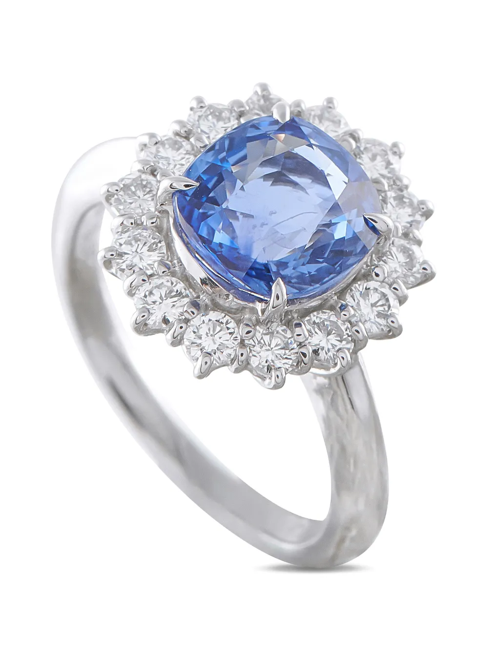Pre-owned Lb Exclusive Sapphire And Diamond Ring In Silver