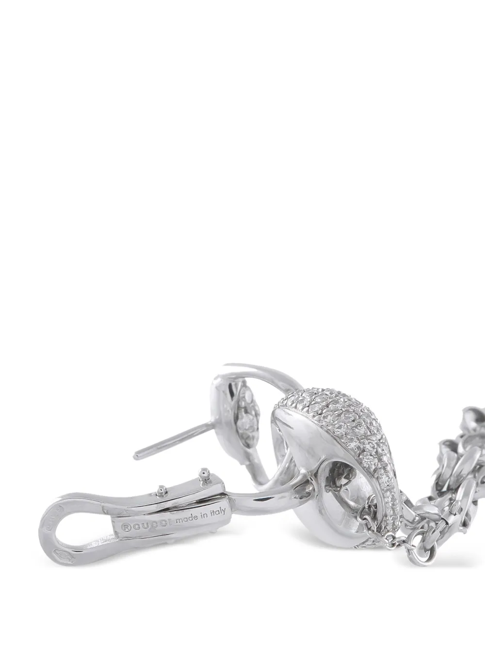 Gucci Pre-owned Horsebit Diamond and White Topaz Earrings in Silver, view 2