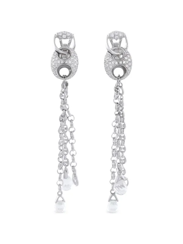 Gucci Pre-owned Horsebit Diamond and White Topaz Earrings in Silver
