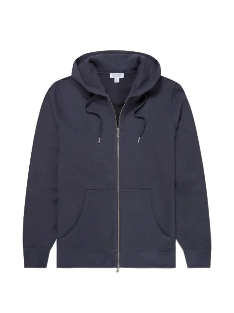 Sunspel Loopback zip-up drawstring hoodie