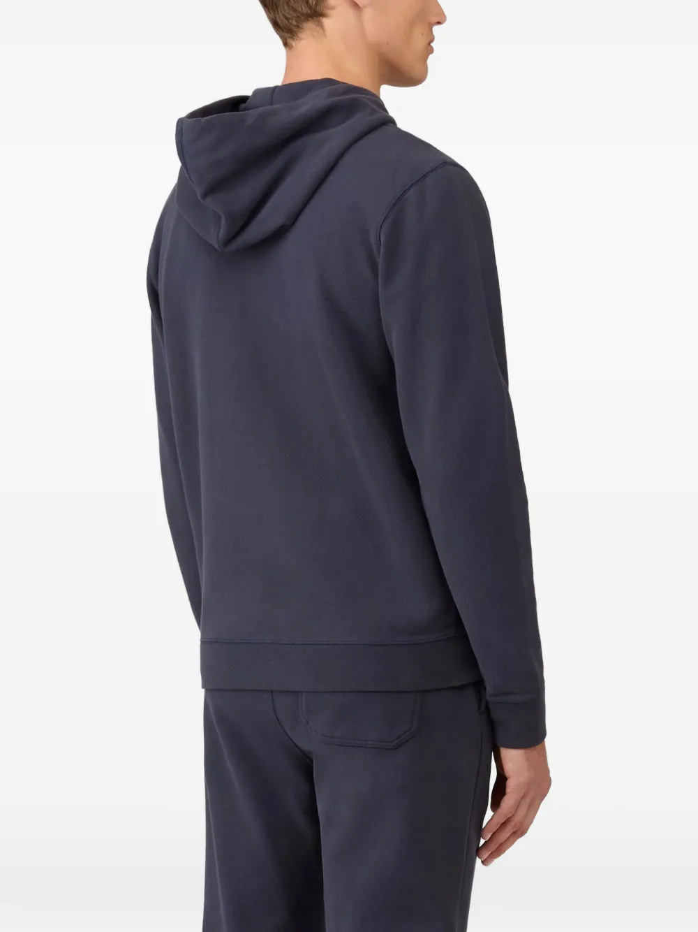 Sunspel Loopback hoodie met trekkoord en rits Blauw
