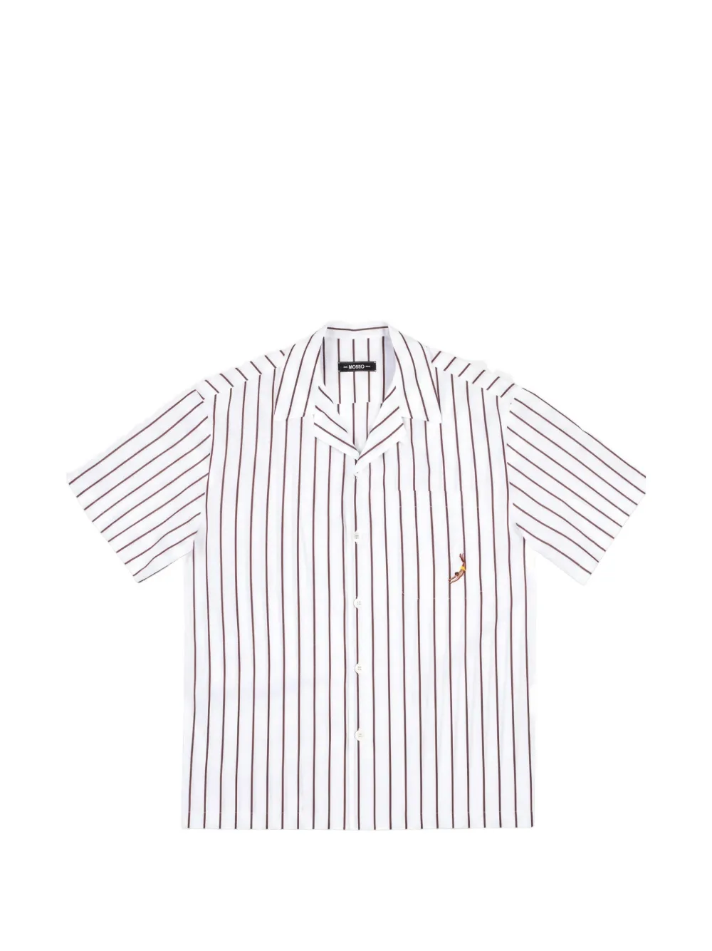 MOSSO SUN WEAR Brown Sun striped embroidered-motif shirt - Bianco