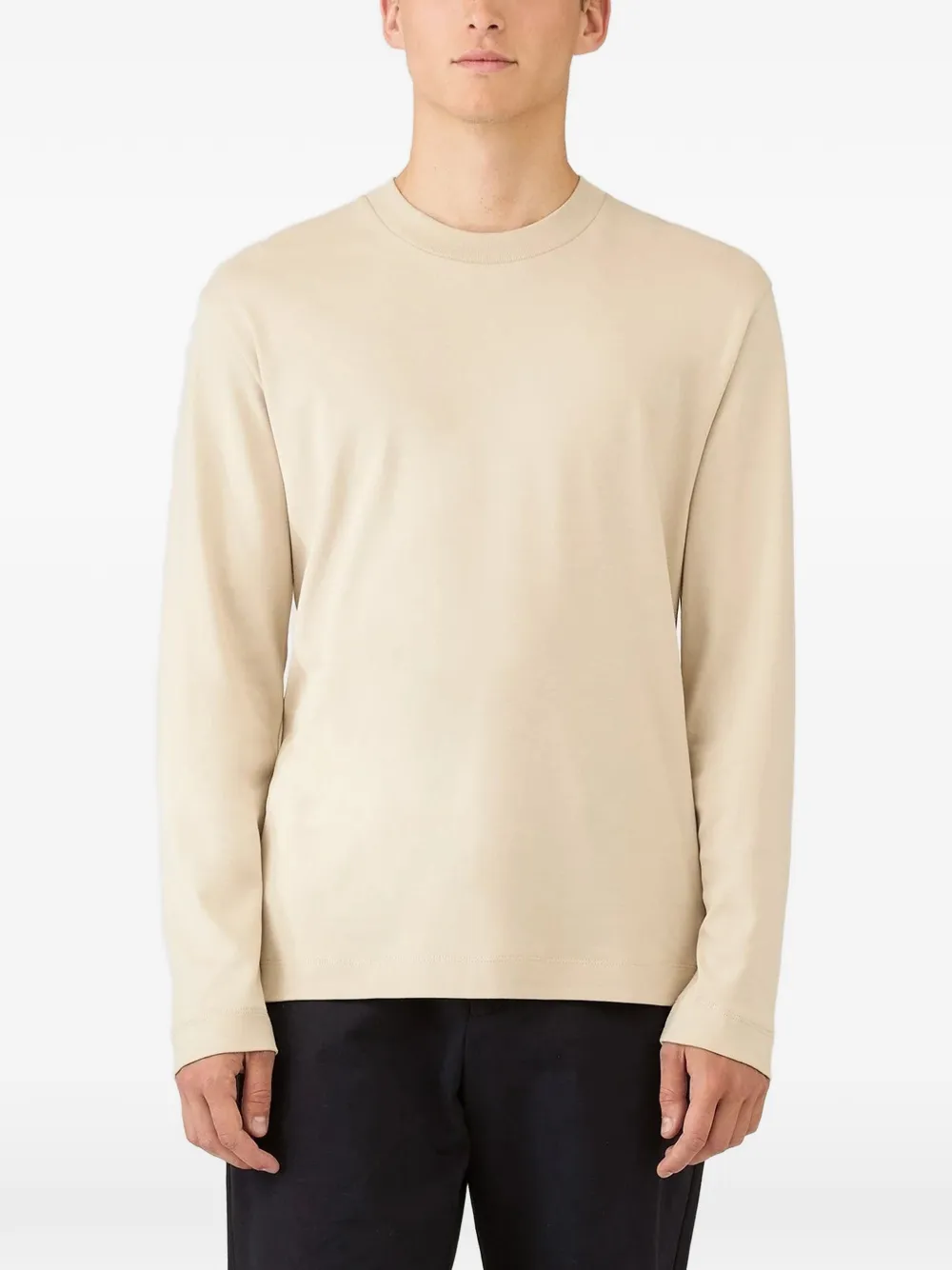 Sunspel Riviera katoenen T-shirt met lange mouwen Beige