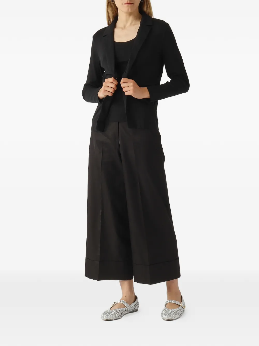  Pt Torino Pressed-crease Turned-up-cuff Trousers - Noir 