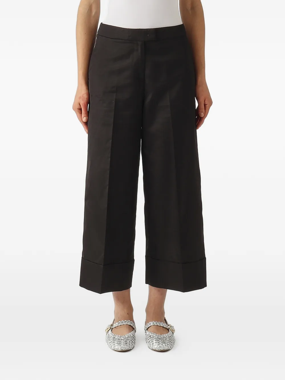 PT Torino pressed-crease turned-up-cuff trousers - Schwarz