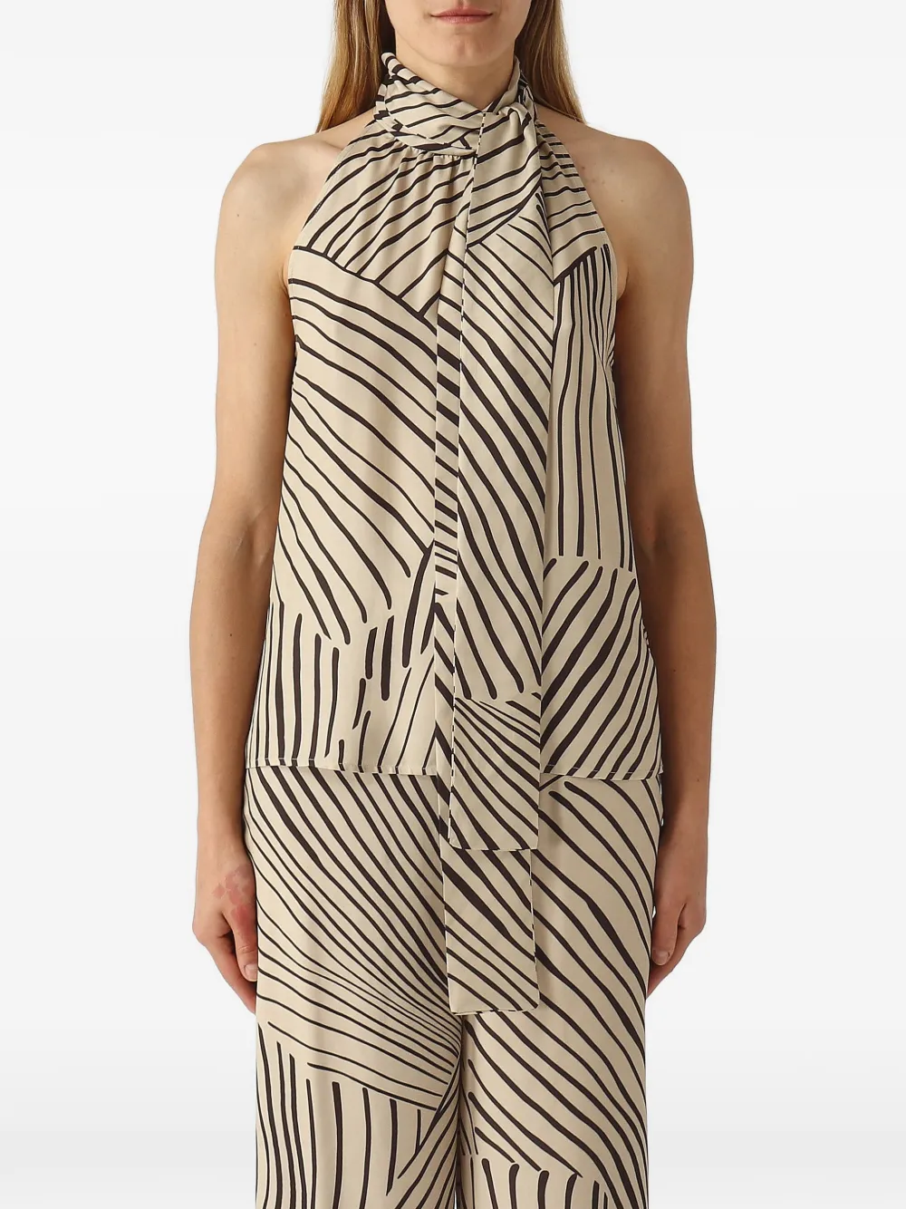 PT Torino abstract-print halterneck top - Toni neutri
