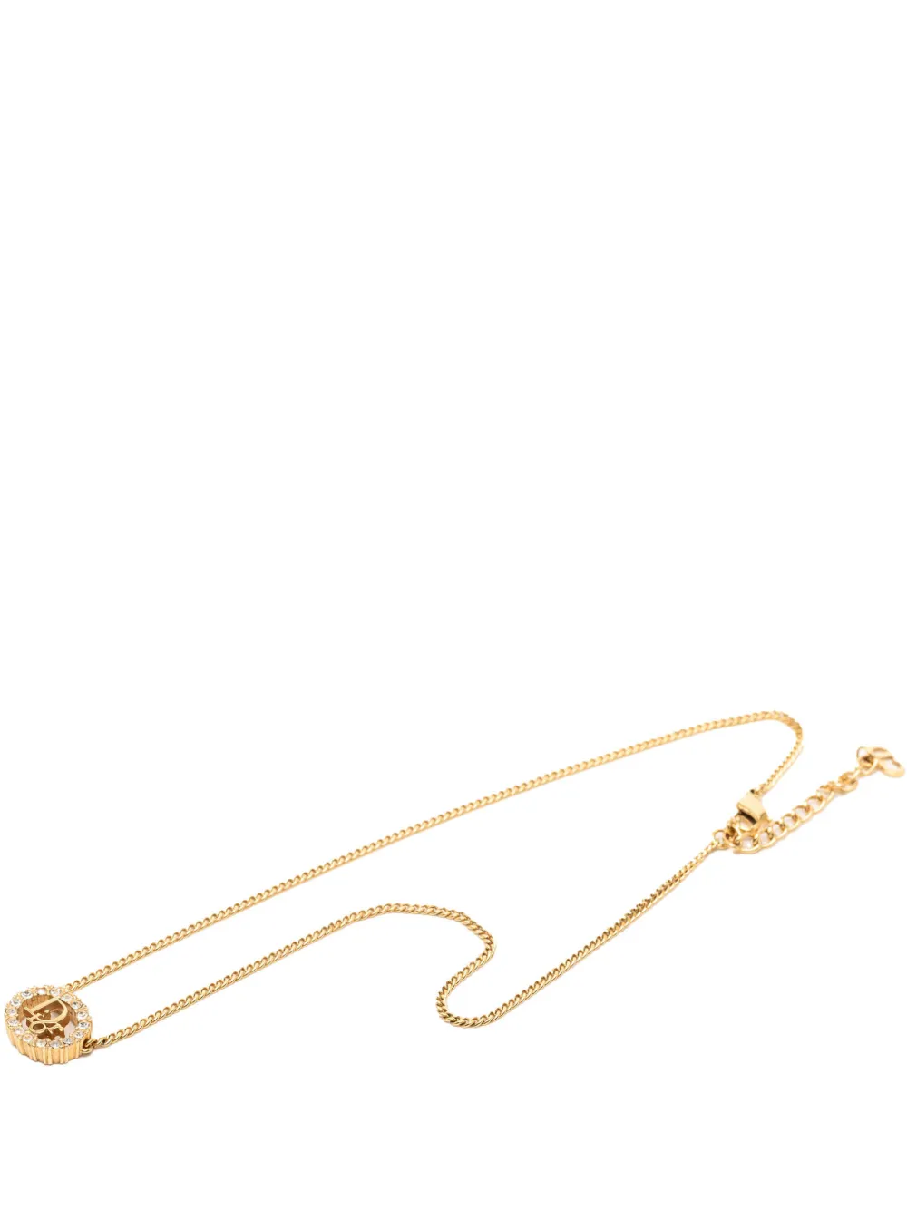 Christian Dior Pre-Owned 20th Century Gold Plated Strass CD Logo Pendant Necklace costume necklace