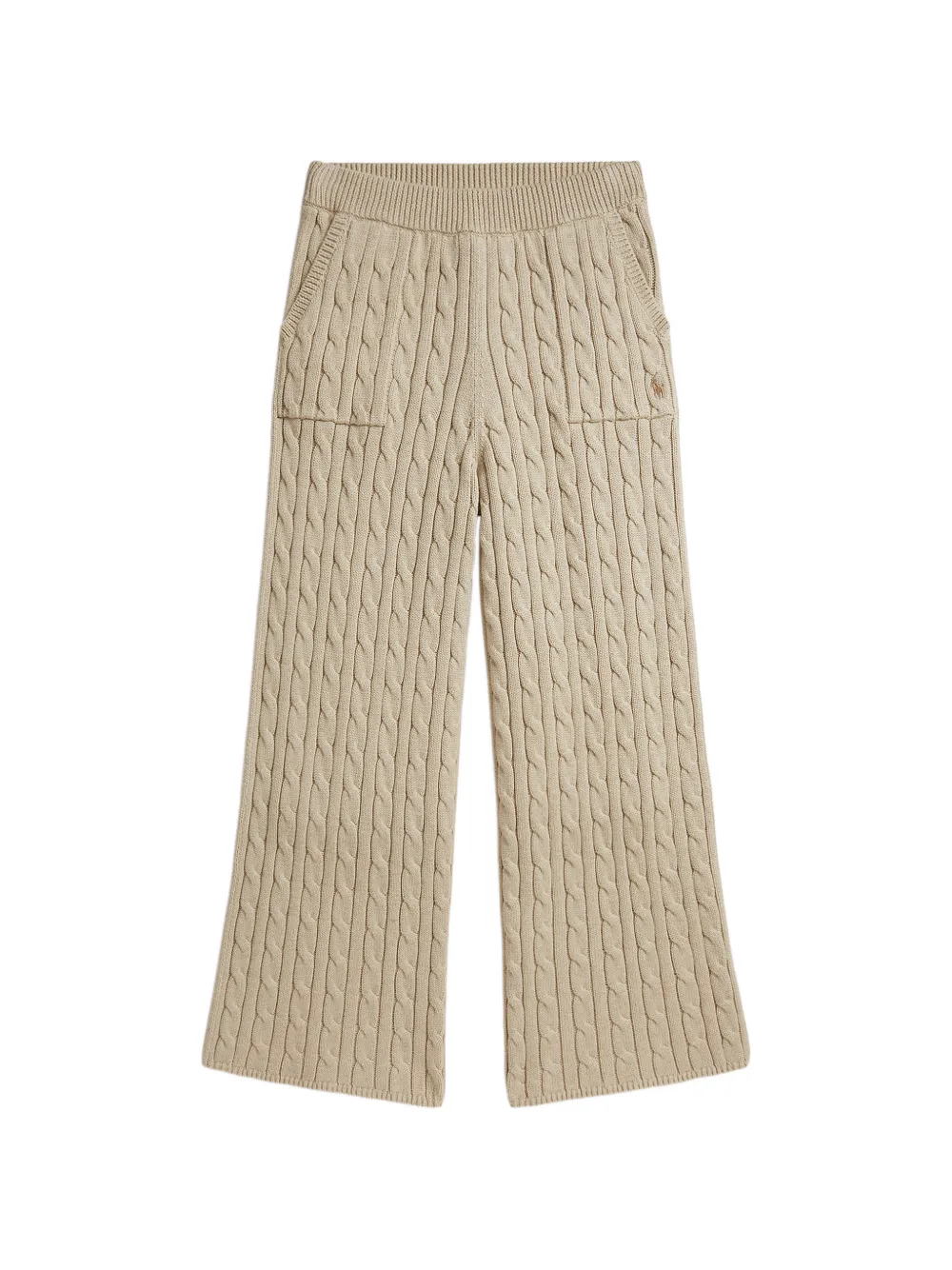 POLO RALPH LAUREN KIDS cable-knit logo-embroidered trousers - Toni neutri