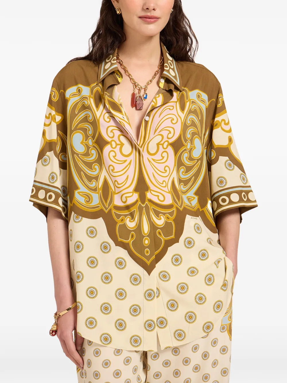 La DoubleJ Cocoon placée blouse van viscose voile Groen