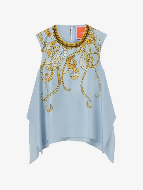 La DoubleJ San Carlo floral-print silk top