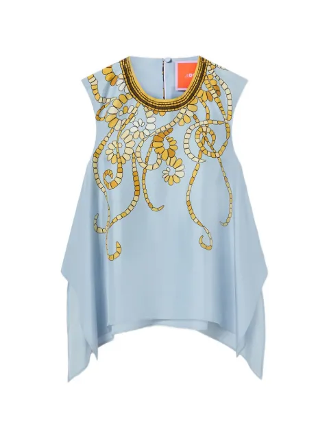 La DoubleJ San Carlo floral-print silk top