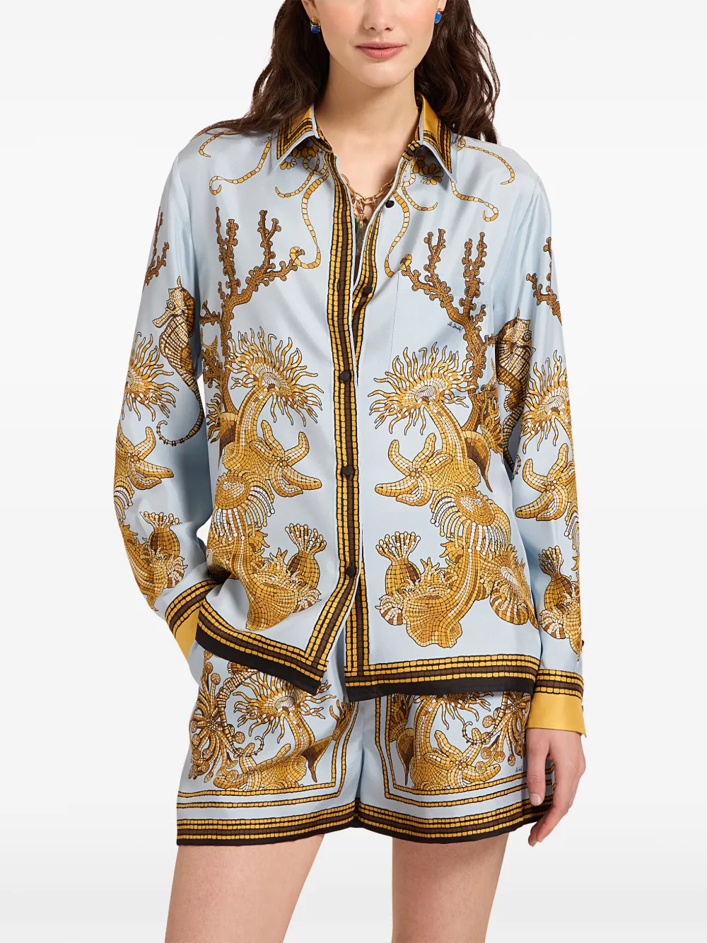 La DoubleJ Oceania placée blouse Blauw