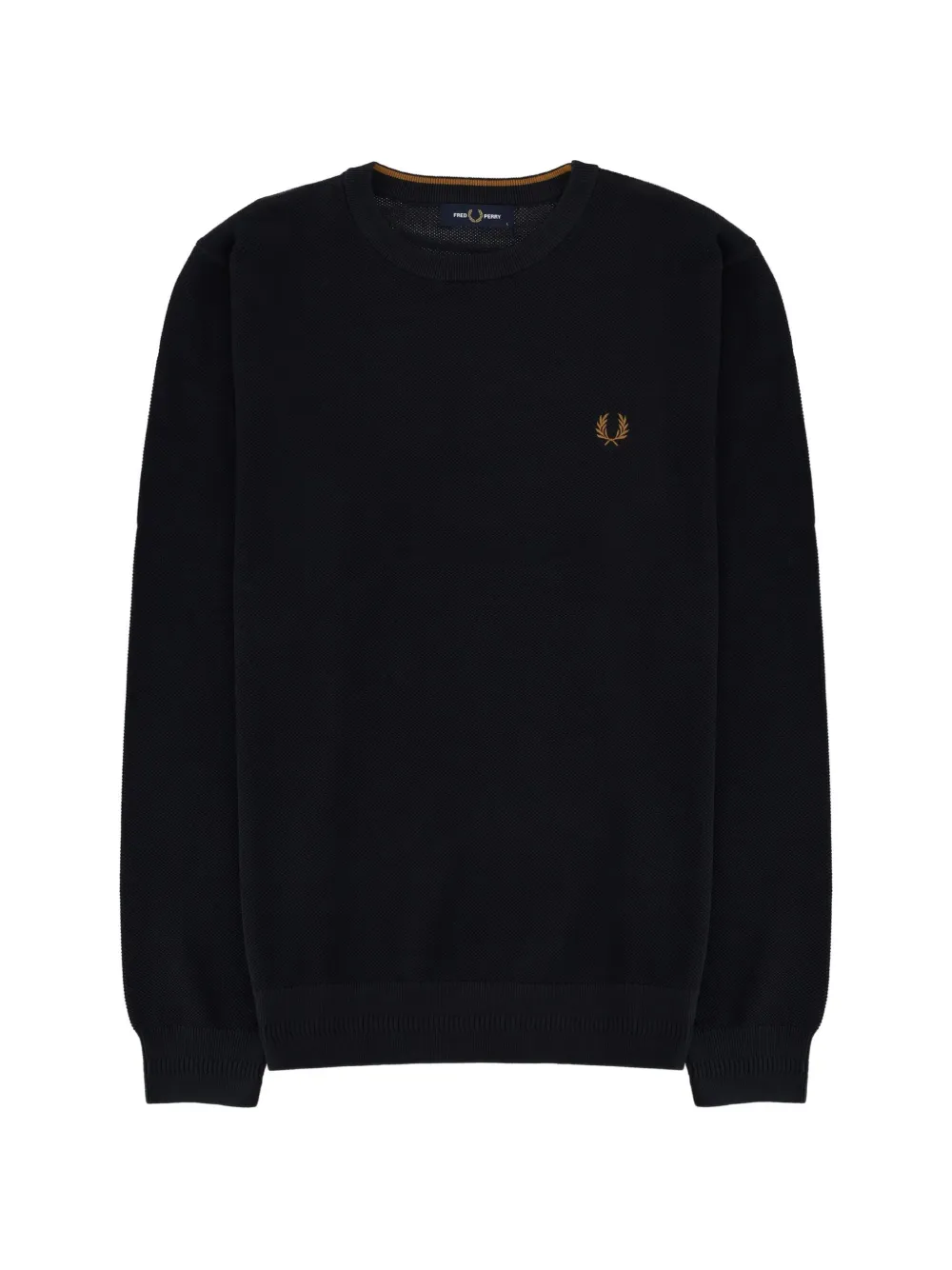 Fred Perry 로고 자수 와플 니트 스웨트셔츠 | 블루 | Image 1