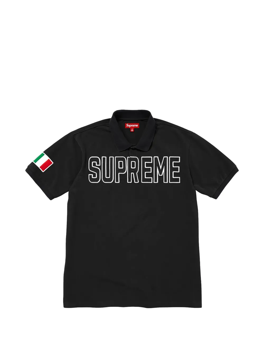 Supreme twill-appliqué polo shirt - Nero