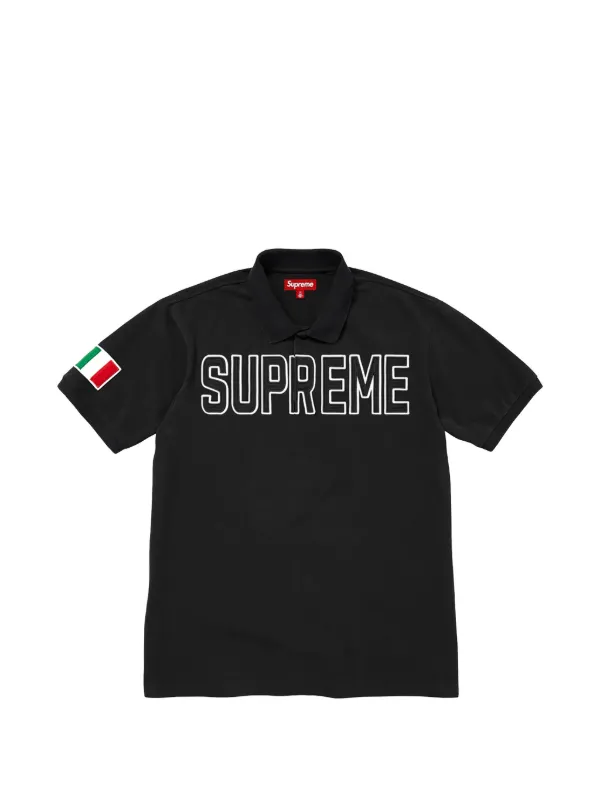 Supreme Twill Appliqué Polo Supreme Twill Appliqué Polo Black Men's - FW25 - US