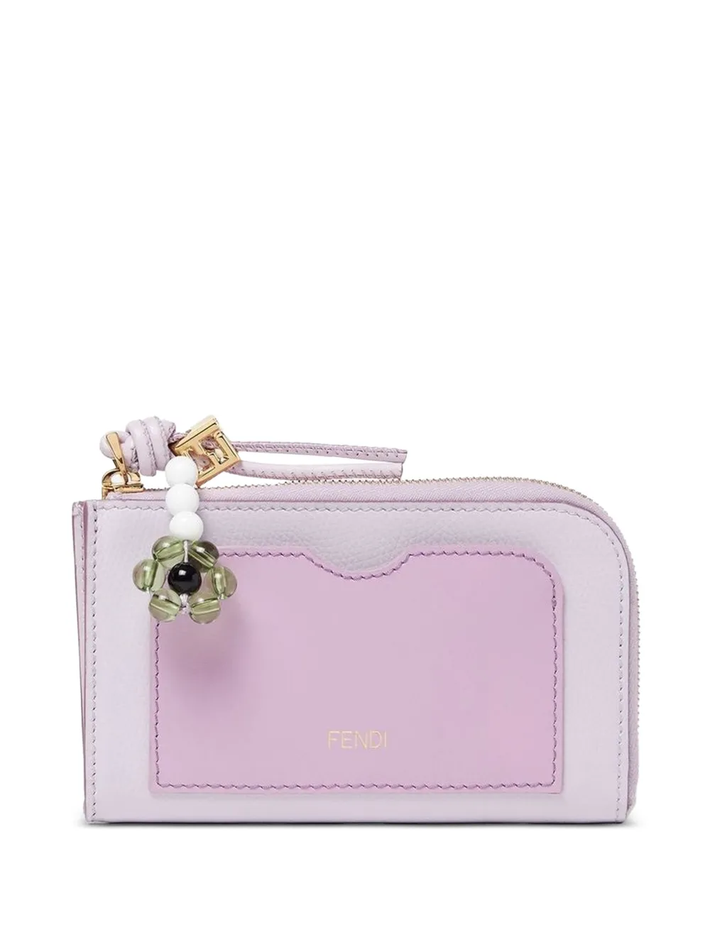 FENDI FF Diamonds logo-embossed leather cardholder - Rosa