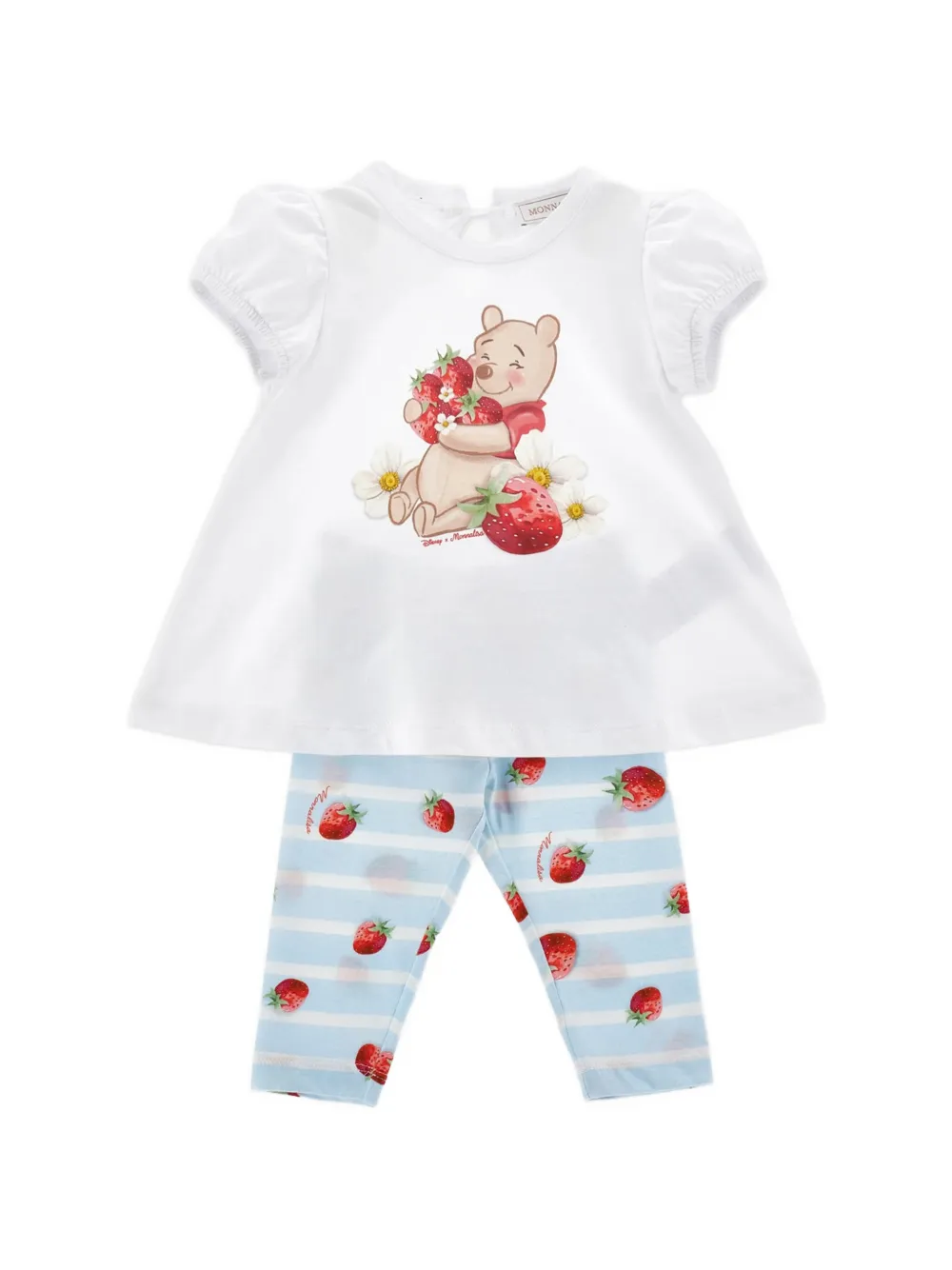 Monnalisa strawberry-print striped trousers set - Bianco