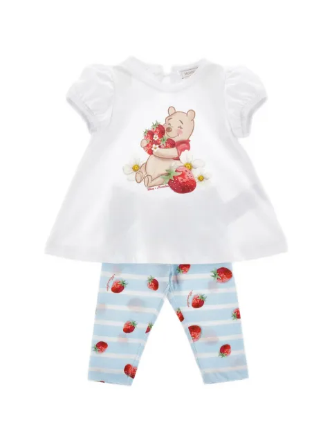 Monnalisa strawberry-print striped trousers set