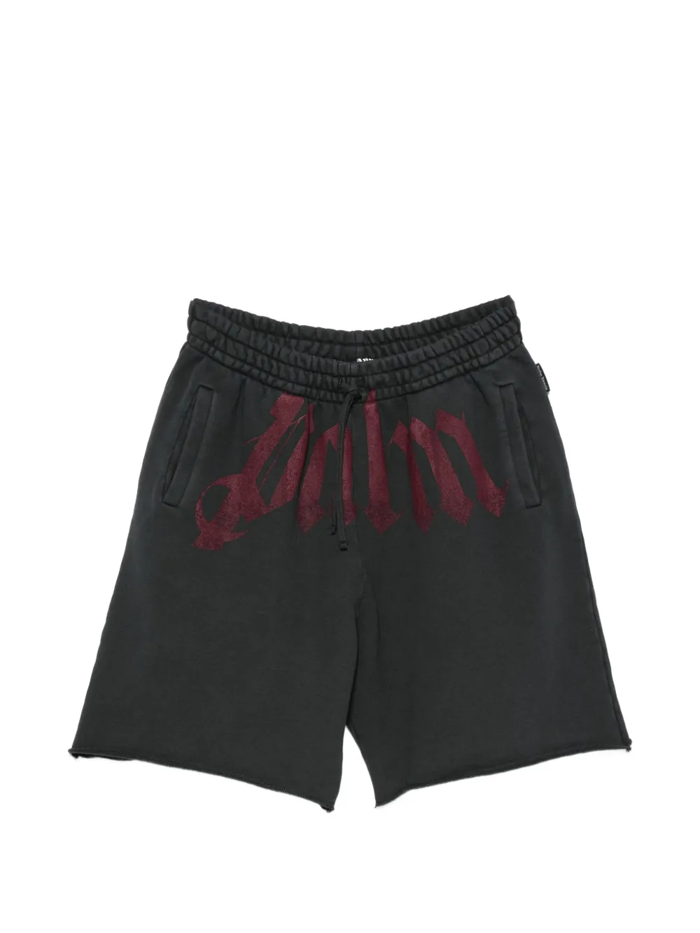 Palm Angels Logo-print Raw-cut Shorts In Black