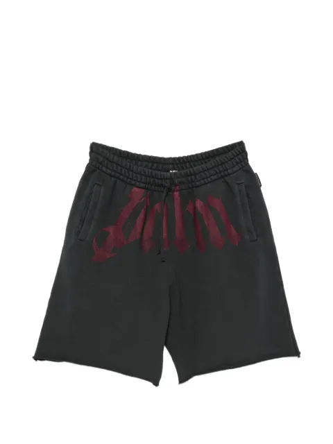Palm Angels logo-print raw-cut shorts