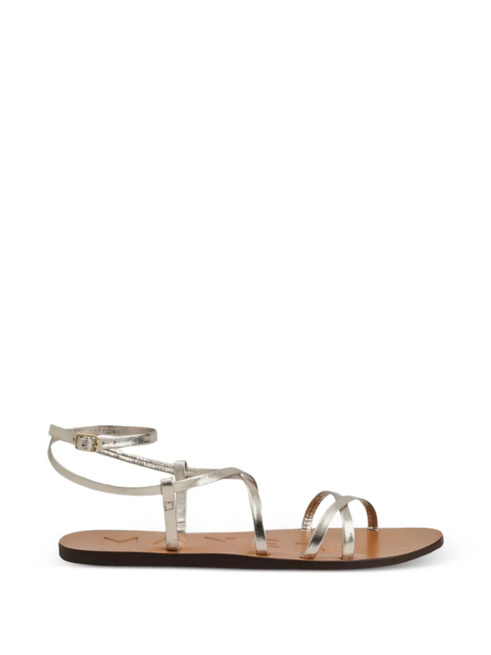 Manebi metallic ankle-strap flat sandals Goud